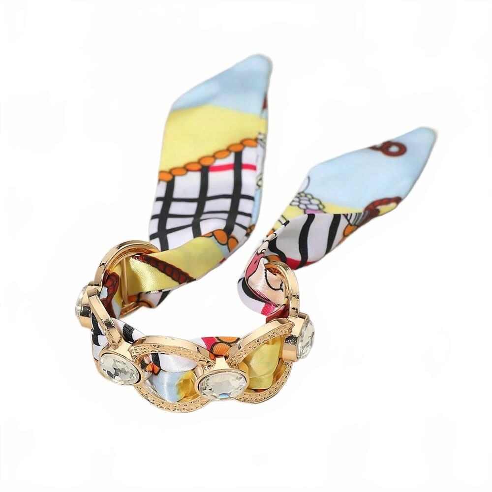 NEW SENSIBLING CORP women's metal interlocking ring fabric bandana scarf bracele